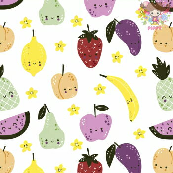 ★Paper+Design ペーパーナプキン デコパージュ☆可愛いイラスト風フルーツ イチゴ リンゴ バナナ 果物☆(Fruit & flowers)（1枚/バラ売り）