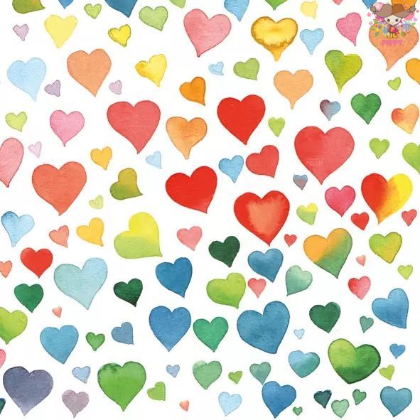 Rakuten - Ambiente ペーパーナプキン☆Colourful hearts Mix☆（1枚/バラ売り） ハート カラフル 模様 パターン イベントかわいい 素敵 お洒落 可憐 エレガント デコパージュ ハンドメイド