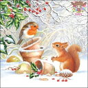 Ambiente ペーパーナプキン☆Winter picture☆ (1枚/バラ売り) リス りす ロビン 小鳥 雪 ベリー モチノキ 可愛い 素敵 お洒落 デ...