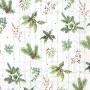 IHR ペーパーナプキン☆WHITE XMAS GREENERY wh. silver☆（1枚/バラ ...