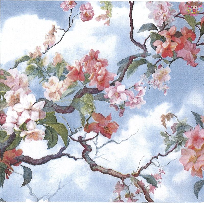 PPD ペーパーナプキン☆Equador☆（1枚/バラ売り）枝 花 空 植物 花柄 素敵 可愛い お洒落 デコパージュ