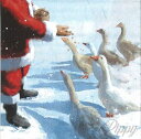【在庫処分価格】ドイツ IHR ペーパーナプキン デコパージュ ☆ガチョウとサンタクロース クリスマス☆(GOOSE AND SANTA)(1枚/バラ売り)