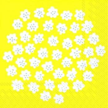 marimekko マリメッコ 可愛い ペーパーナプキン デコパージュ☆PUKETTI yellow☆（1枚/バラ売り）
