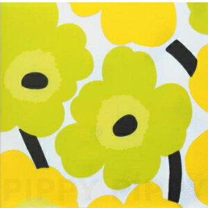 marimekko マリメッコ 可愛い ペーパーナプキン デコパージュ☆UNIKKO yellow☆（1枚/バラ売り）