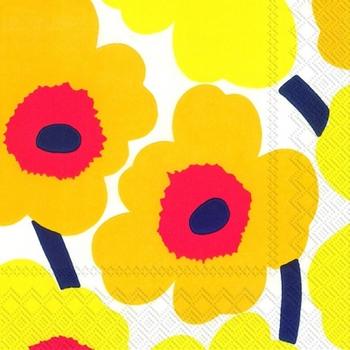 marimekko マリメッコ 可愛い ペーパーナプキン デコパージュ☆UNIKKO dark yellow　ウニッコ　ダークイエロー　黄色☆…