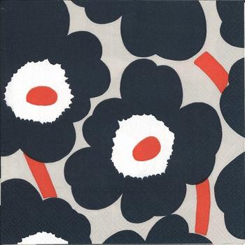 marimekko マリメッコ 可愛い ペーパーナプキン　デコパージュ☆UNIKKO linen☆（1枚/バラ売り）