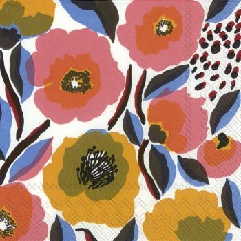 marimekko マリメッコ 可愛い ペーパーナプキン デコパージュ☆ROSARIUM white rose　ロサリウム/ローズガーデン　花柄☆（20枚入り）