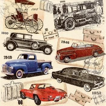 ★ドイツ製の可愛い4つ折りペーパーナプキン　お子様・子供におすすめ☆クラシックカー　車　クルマ☆（Classic Cars）（1枚/バラ売り）