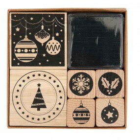 ドイツ RICO DESIGN スタンプ6個入りセット☆モダンなクリスマス （Stamp set Modern Christmas）☆木製 プレゼント クラフト 雑貨【宅配便のみ発送可】