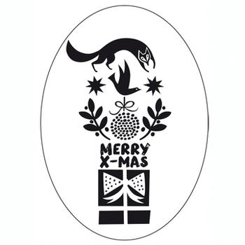 ドイツ RICO DESIGN　楕円形（オーバル）スタンプ☆クリスマスの夜（Stamp Merry X-mas fox oval）☆木製 プレゼント クラフト 雑貨【宅配便のみ発送可】