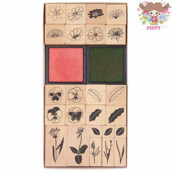 RICO DESIGN スタンプ24個入りセット☆Stamp set Futschikato, Flowers, FSC 100%☆花 葉 葉っぱ 一輪 ア..