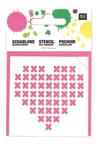 DIY・クラフト・インテリア・看板・ロゴ・丸型・ボディーペイントにおすすめステンシルシート　ステンシルプレート　シールタイプ　粘着面あり☆かわいい　クロスステッチ風　刺繍風　ハート　ハート型　（小さいタイプ）☆【メール便OK】