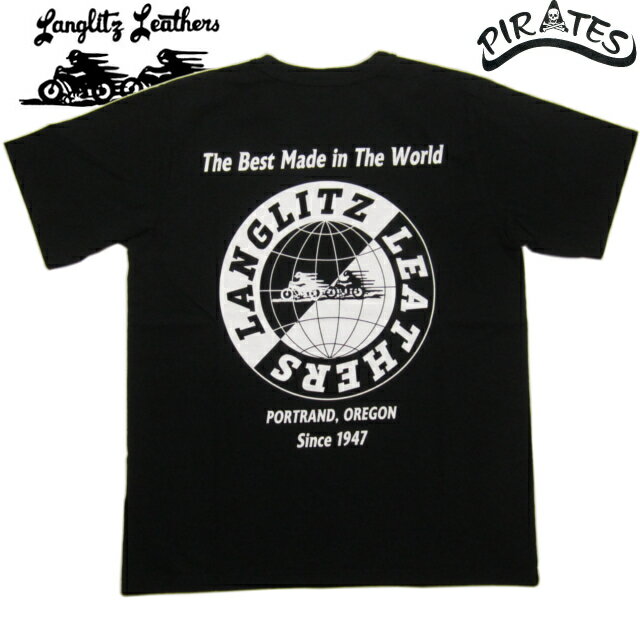 LANGLITZ LEATHERS ラングリッツレザー LL302 (ブラック/プリントカラー:ホワイト) 半袖Tシャツ