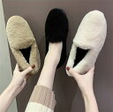 ファー パンプス レディース ぺたんこ パンプス ローヒール フラットシューズ ふわふわ 暖かい 裏起毛 痛くない 秋冬靴 カジュアル 人気 トレンド ブラック 送料無料!(4)