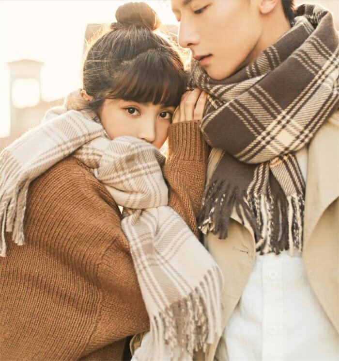 チェック柄 マフラー カップル ストール ペア マフラー 男女兼用 防寒 長方形 ふんわり 柔らか かわいい 誕生日 あったか クリスマス 新婚お祝い ふわふわ 厚手 マフラー おしゃれ カジュアル