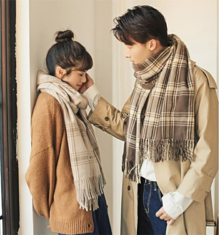 チェック柄 マフラー カップル ストール ペア マフラー 男女兼用 防寒 長方形 ふんわり 柔らか かわいい 誕生日 あったか クリスマス 新婚お祝い ふわふわ 厚手 マフラー おしゃれ カジュアル