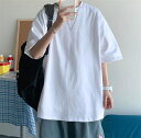 シャツ メンズ サマー Tシャツ 半袖 無地 ブラウス ゆったり 透けない シャツ 体型カバー おしゃれ 夏服 オフィス カジュアル シンプルデザイン Tシャツ 送料無料!(4)