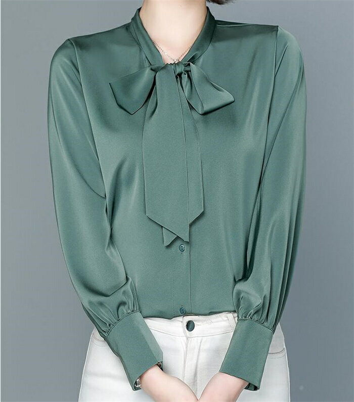 シルクタッチシャツブラウスレディー...