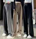 ワイドパンツ レディース ストレート ボトムス ハイウェスト ロングパンツ ゆったり 脚長シルエット ボトムス 美脚 通気性 快適 ストレッチ ガウチョパンツ 体型カバー シフォン リゾート サマー 送料無料!