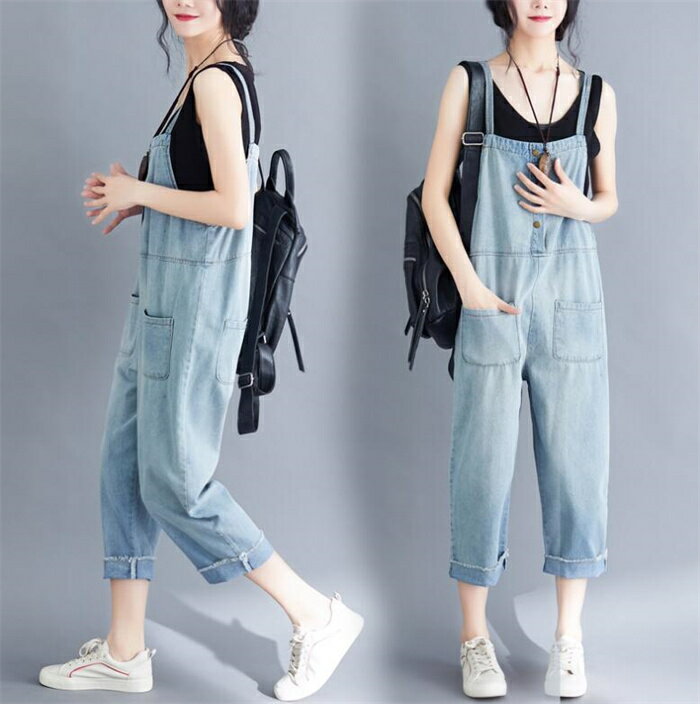 デニム サロペット パンツ オーバーオール ボトムス レディース オールインワン パンツ ストレッチ ゆったり 体型カバー 可愛い 綺麗め カジュアル 秋新作 大人可愛い オシャレ送料無料!
