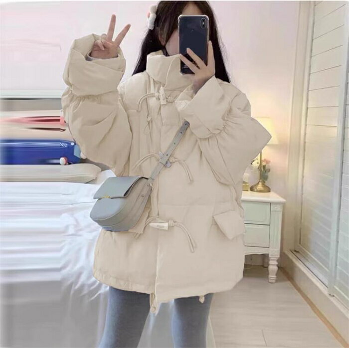 中綿ジャケット レディース フェイクダウンアウター ショートコート フェイクダウンジャケット オーバーサイズ 秋冬 体型カバージャケット ポケット 無地 おしゃ...