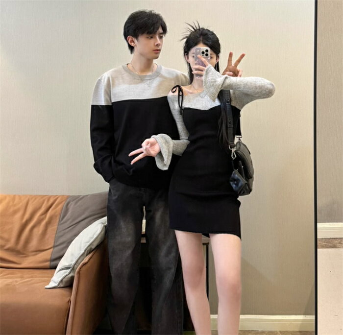 カップル セーター ペアルック 長袖ニットセーター おそろい ペア 部屋着 レディース ニットワンピース メンズ ニット トップス 綺麗 カジュアル きれいめ ...