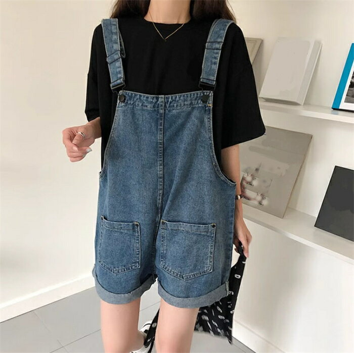 デニム サロペット ショートパンツ オーバーオール サロペット パンツ レディース オールインワン ポケット付き ショット丈 ボトムス 綿 コットン 柔らかい 体型カバー 可愛い 綺麗め カジュアル 大人オシャレ ゆったり お洒落