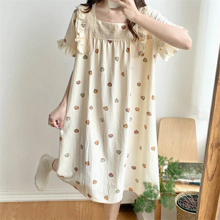 ルームウェア ワンピース レディース 可愛い パジャマ 部屋着 フレアドレス 大きいサイズ 花柄 半袖 ワンピ 外出 体型カバー 着痩せ パジャマ ギフト プレ...