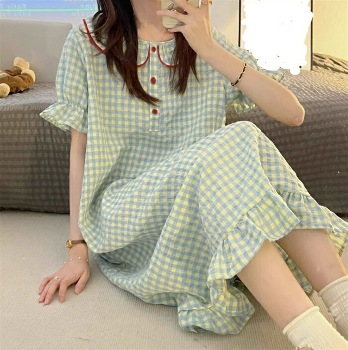 ルームウェア ワンピース レディース 可愛い パジャマ 部屋着 フレアドレス 大きいサイズ 花柄 チェック柄 ワンピ 外出 体型カバー 着痩せ パジャマ ギフト...