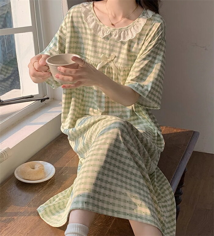 ルームウェア ワンピース レディース 可愛い パジャマ 部屋着 フレアドレス 大きいサイズ チェック柄 ワンピ 外出 体型カバー 着痩せ パジャマ ギフト プレ...