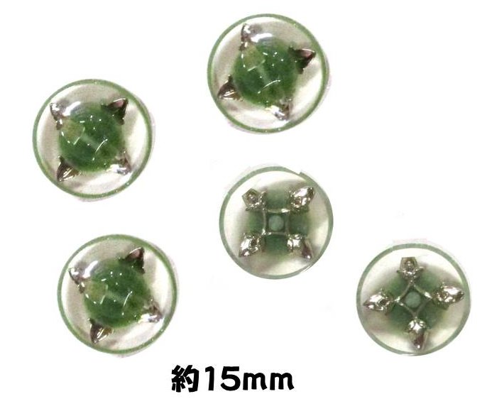 Button - ＜店頭在庫処分＞バラバラ 特価 ボタン （ 釦 ) グリーン系／シルバー（ 15ミリ ) ぼたん 飾り オシャレ ばらボタン 綺麗