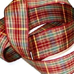 チェック リボン （ 18ミリ幅 ) 赤系★1個は10cmです。最低単位が3個となります。
