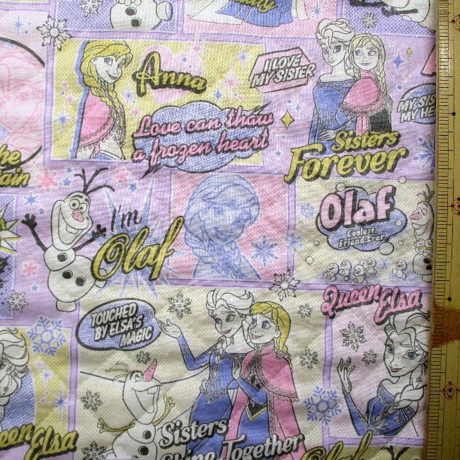 Q- キルティング 生地 布 アナと雪の女王 （ パープル系 ) 柄番号16 キルティング...
