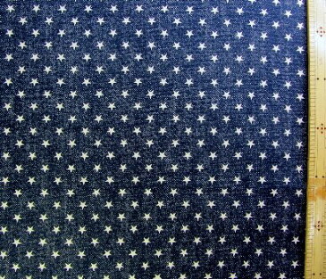 プリント生地 スターライト ( デニム調オックス 紺 ) ( 星 星柄 空 スター ドット かわいい おしゃれ 男の子 女の子 子供 入園 入学 )
