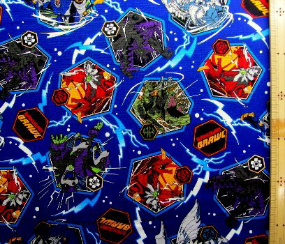 巾着袋 （ 材料セット ) レシピ付き 爆丸 ( 紺 ネイビー ) 柄番号2【体操服入れ 給食袋 お弁当袋 コップ袋が各1個 （ 合計4個 ) 作れます】 （ キャラクター 生地 材料キット ) 【メール便 （ ゆうパケット ) OK】のサムネイル