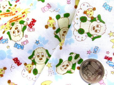 生地 ダブルガーゼ キャラクター いないいないばぁっ! ( オフ ) 柄番号4( 布 綿100% ) 生地幅−約106cm ( 商品の特性上、柄が多少歪んでいる場合がありますのでご了承ください。 ) ( マスク ハンカチ スタイ 赤ちゃん ベビー )