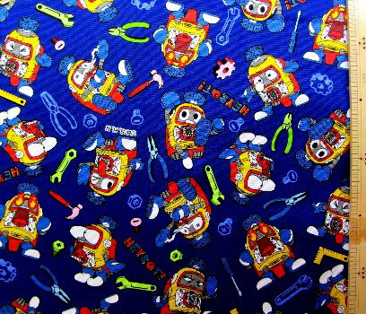 ★残りわずかです（廃番になりました） キャラクター 生地 ヘボット ( 紺 ネイビー ) ( 布 入園 入学 手芸 )