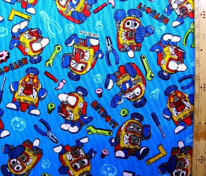 ★残りわずかです（廃番になりました） キャラクター 生地 ヘボット （ ブルー ) ( 布 入園 入学 手芸 )