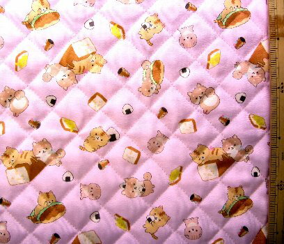 Q- キルティング 生地 布 ころころコロニャ （ ピンク ）柄番号2キルティング生地 キルト 生地 ...