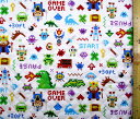 Q- キルティング 生地 ( キルト 生地 ) ブロック風ゲームワールド( オフホワイト系 ) キルト 生地幅−約106cm 表地−オッ...