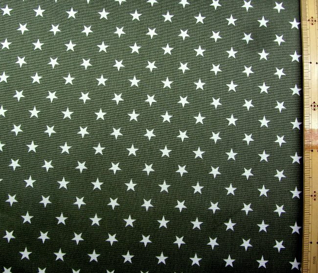 Cotton （Patterned Cloth） - プリント生地 スターライト （ スモーキー グリーン ) オックス（綿100％）生地幅－約108cm （ くすみカラー 星 星柄 空 スター ドット かわいい おしゃれ 男の子 女の子 子供 入園 入学 )