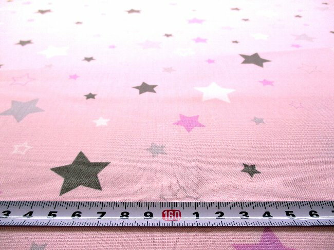プリント生地 パステル スター（ ピンク系 ) オックス（綿100％）生地幅−約108cm （ 星 星柄 空 スター パステル かわいい おしゃれ 男の子 女の子 子供 入園 入学 )