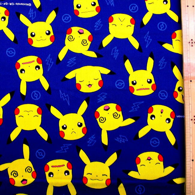 キャラクター 生地 布 ポケットモンスター （ ポケモン ) （ 紺系 ) 柄番号134 オックス （ 綿100％ ) ..