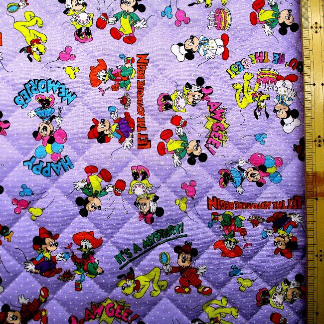 ◇ ミッキー ＆ フレンズ （ パープル系 ドット柄 ) 柄番号120 （ 材料セット レシピ付き キルティング キルト ） レッスンバック（またはピアニカケース）と シューズケース用手作りキット （ ディズニー 生地 材料 キット )