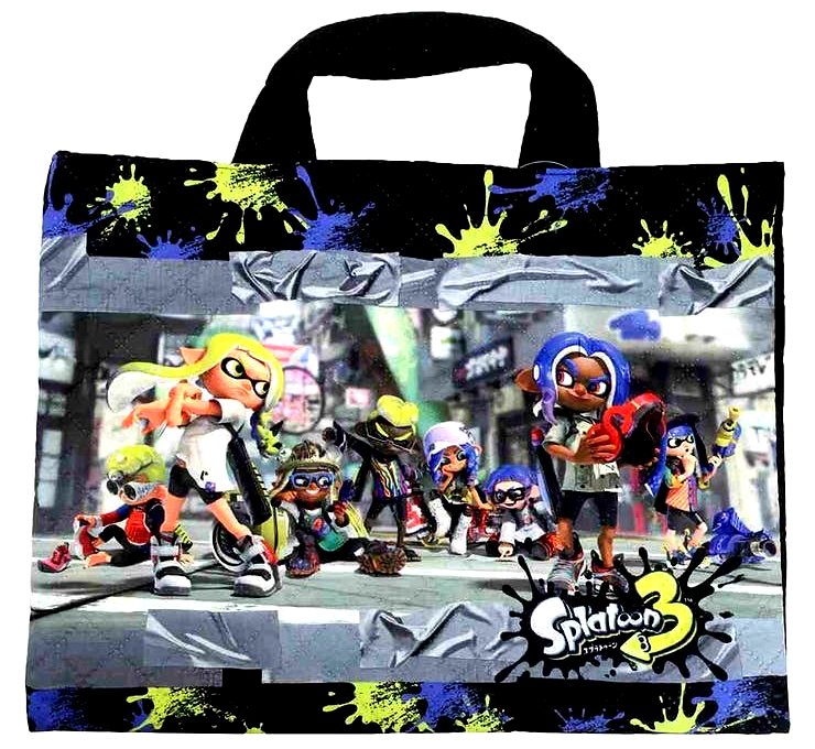 レッスンバッグ （ キャラクター ) ポリエステル （ エンボス加工 ) スプラトゥーン3（ 黒系 ) （ サイ..