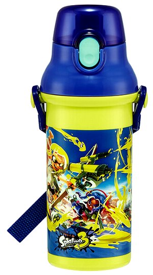 キャラクター 水筒 スプラトゥーン3 （ 黄緑系 ) 480ml （ ワンタッチオープン 直飲みタイプ ) （ スプ..