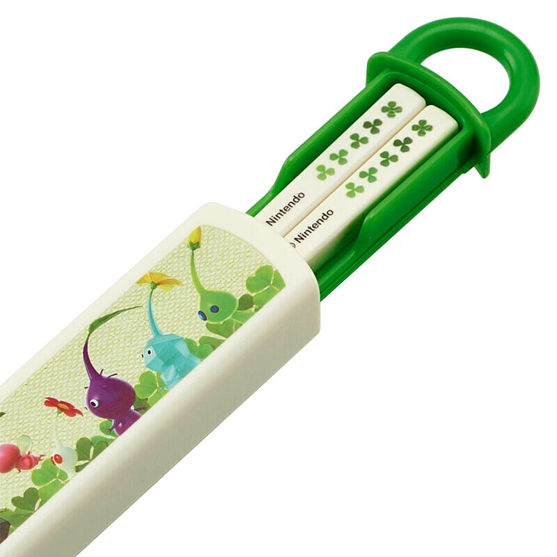 キャラクター スライド式 箸箱 セット （ お箸 ) ピクミン （ グリーン系 ) （ 本体 約27×195×15mm ） （ ゲーム 任天堂 ぴくみん ランチグッズ グッズ お箸 おはし ランチグッズ 食器 お弁当 カトラリー 遠足 給食 キッズ ) 【メール便OK】 — vista 2