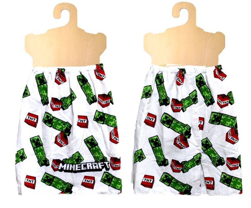 キャラクター 巻きタオル マインクラフト（ ホワイト系 ) 約60cm丈（ 約60×115cm ) マイクラ Minecraft レゴ ゲーム ラップタオル プールタオル スナップタオル 子供 巻タオル 【メール便OK】