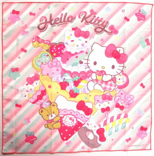 乐天商城 - キャラクター ランチクロス キティ （ Fancy Snacks Sweets カラフル系 )（ サイズ 約43×43cm ポリエステル100％ ) （ ランチクロス キティ ランチクロス キティちゃん ランチクロス ランチョンマット 給食ナフキン ）【メール便 OK】