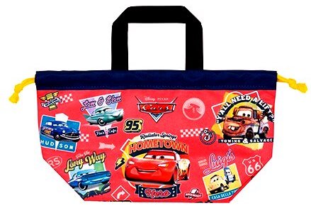 キャラクター 巾着袋（ きんちゃく袋 ）（ ポリエステル100 ） Cars（ カーズ ）（ カーズ 26 赤系 ) （ マチ付き ) （ サイズ 約29×16.5×マチ12cm ) （ 巾着袋カーズ ディズニー マックィーン コップ入れ コップ袋 )